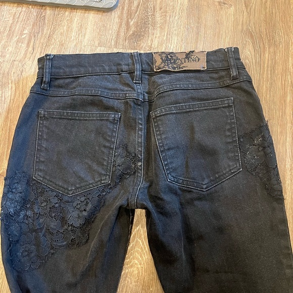 Valentino Black Denim Lace Trimmed Jeans - Picture 12 of 16